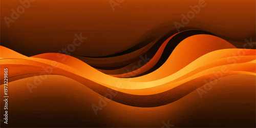 Vibrant orange waves ripple across the dark space, creating a dynamic abstract design. Capturing fluid movement, and adding a touch of modern artistic flair.