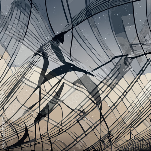 Abstract geometric lines and shapes creating a dynamic visual composition.