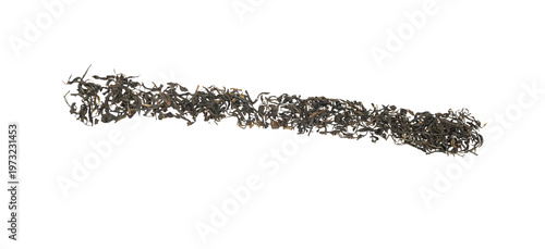 Cuadro en lienzo A close-up view of dried black tea leaves arranged in a horizontal line, isolated on a clean Transparent background, perfect for food and beverage concepts