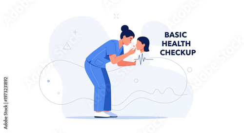 Nurse Performing Basic Health Checkup on Child, Medical Examination Concept