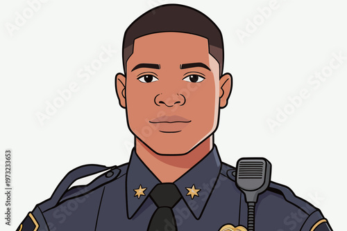 Illustration of a young male police officer