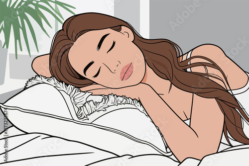 Woman Sleeping Peacefully in Bed