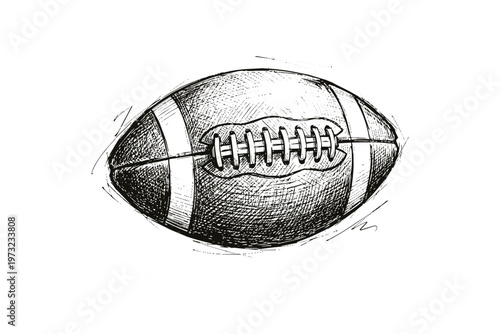 Detailed Sketch of an American Football Ball.