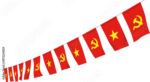 Tableau sur toile Vietnam national flags and party flags hanging for political event