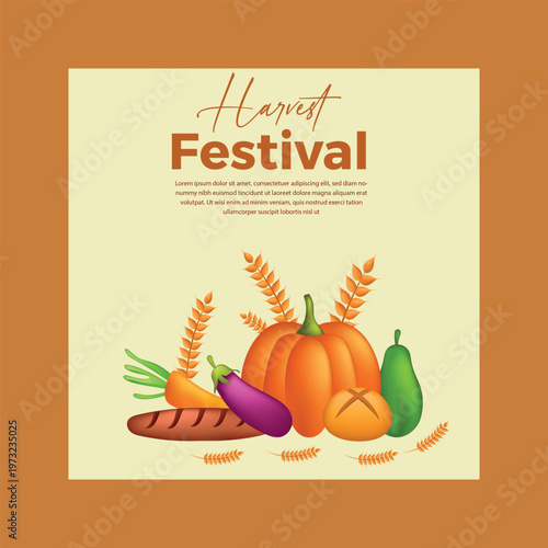 Harvest festival with pumpkin and vegetables