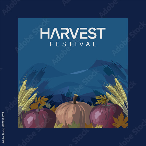 Harvest festival with pumpkins and corn