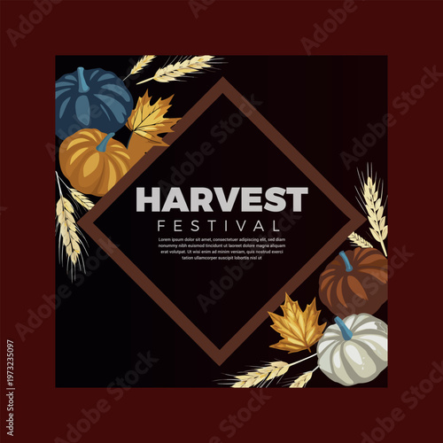 Harvest festival advertisement with pumpkins and leaves