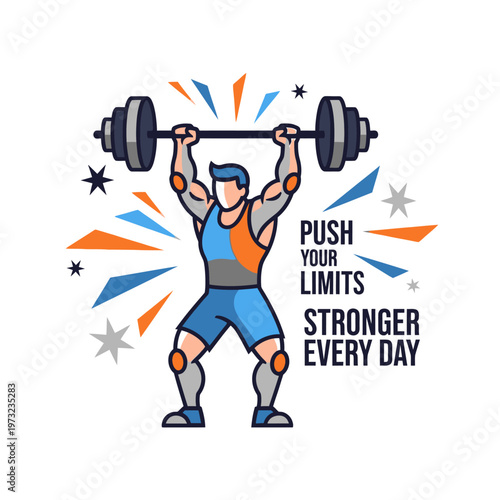 Muscular man lifting heavy barbell, fitness motivation, strength training, push limits