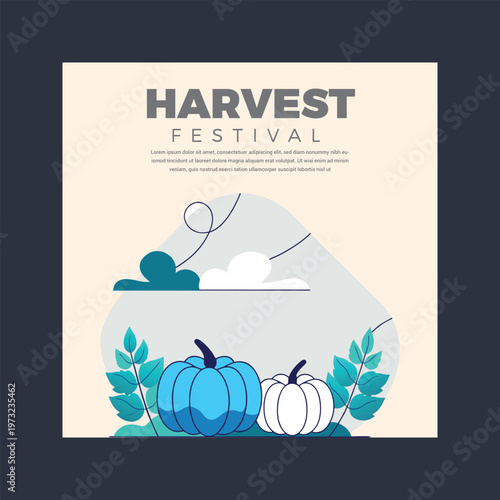 Harvest festival poster with pumpkins and leaves