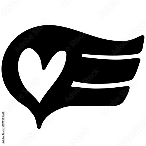 Heart logo symbol with flag illustration