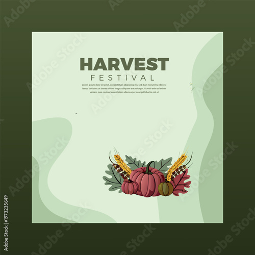Harvest festival logo with pumpkins and leaves