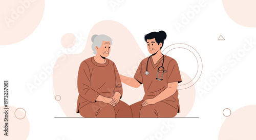 Nurse comforting elderly patient, healthcare, compassion, and support