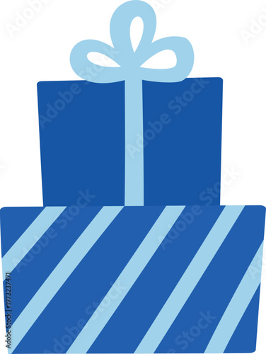 Father’s Day Blue Gift Box Flat Vector Illustration isolated.
Simple Blue Present  Icon Clipart.
Transparent background.  SVG.