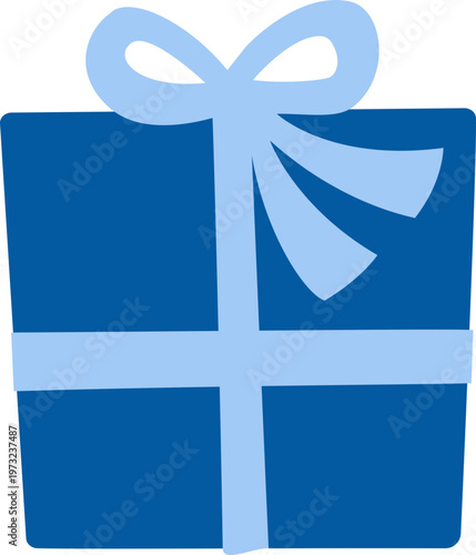 Father’s Day Blue Gift Box Flat Vector Illustration isolated.
Simple Blue Present  Icon Clipart.
Transparent background.  SVG.