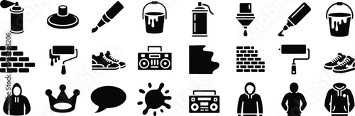 Foto Silhouette Graffiti Tools Icons Set