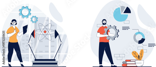 Collaborative technology and software development illustration