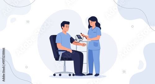 Nurse checking patient's blood pressure with digital monitor, healthcare concept