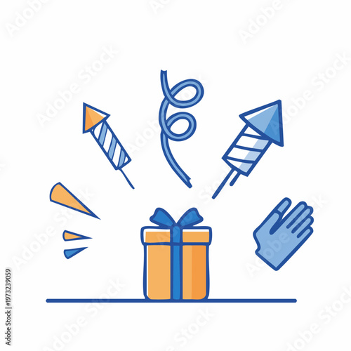 Wrapped Gift Box with Party Pop.