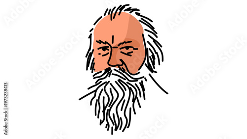 Johannes Brahms portrait, flat vector illustration