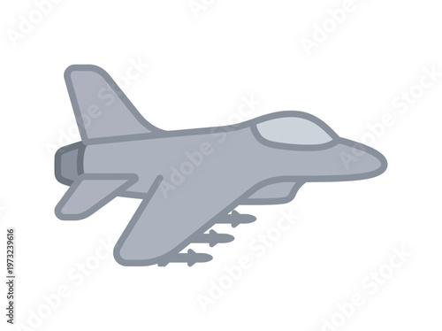 Flat stealth fighter jet side view, angular wings, modern military design, minimal gray vector style