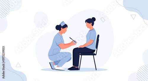 Nurse examining patient, medical checkup, healthcare consultation, doctor visit, medical examination