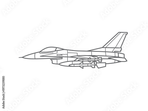 Flat stealth fighter jet side view, angular wings, modern military design, minimal gray vector style