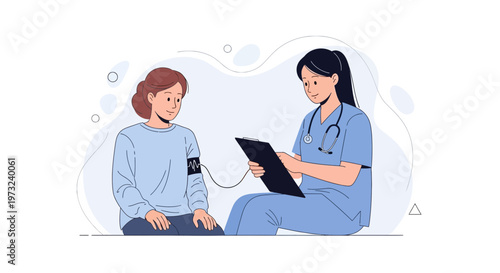 Doctor measuring patient's blood pressure, healthcare checkup, medical examination