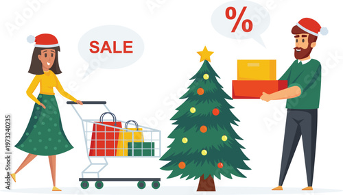 Holiday shopping spree with festive discounts and gifts