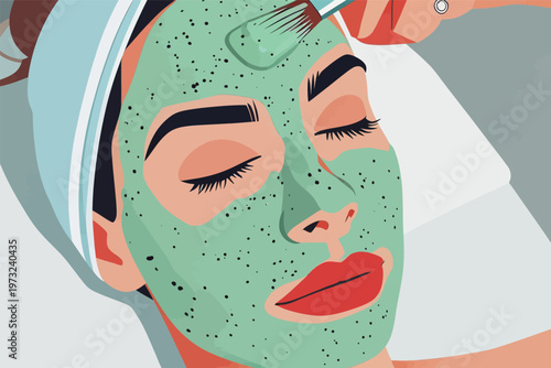Woman Getting Facial Mask Application at Spa