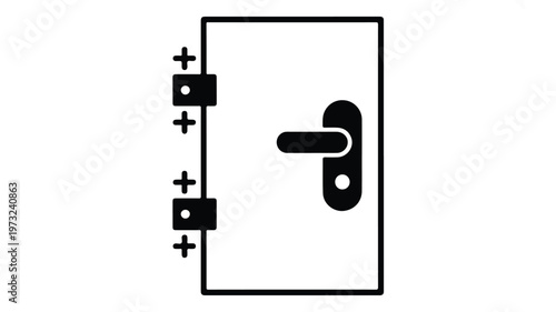 Door with lock and latch hardware  home security concept