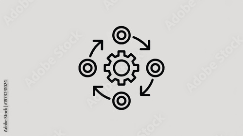 Gear with arrows and targets in a circular process