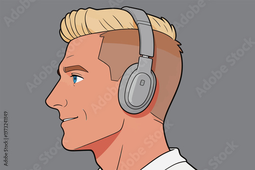 Blonde Haired Man Wearing Headphones