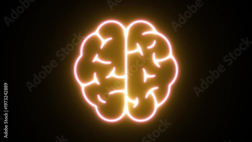 Neon Light Icon Animation Glowing Symbol on Black Background Loop 4K UHD