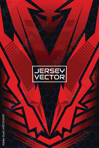 Abstract Red and Black Geometric Sports Jersey Vector Design, Jersey Sublimation Print Template.