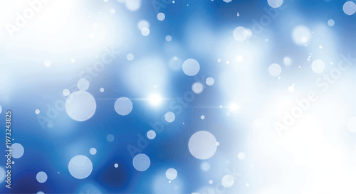 Blue Background with White Bokeh Lights