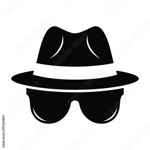 Disguise silhouette icon with hat and sunglasses with question mark with black and white