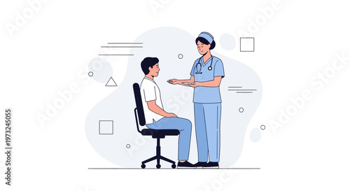 Doctor examining patient, medical consultation, healthcare concept, illustration