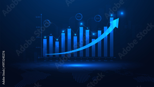 Abstract business finance stock market chart technology background. Trade exchange and chart concept. Financial and investment. Money assets growth and trading. Trend of graph. Vector illustration.