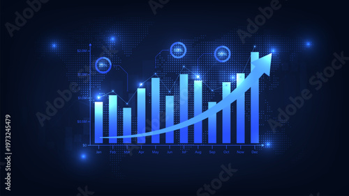 Abstract business finance stock market chart technology background. Trade exchange and chart concept. Financial and investment. Money assets growth and trading. Trend of graph. Vector illustration.
