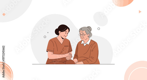 Nurse caring for elderly woman, home healthcare, compassion, support, conversation