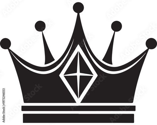 Black crown icon, royal crest symbol, king crown logo, monarch emblem