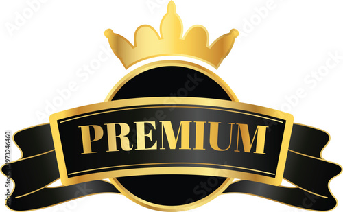 Elegant premium badge featuring a crown and banner design