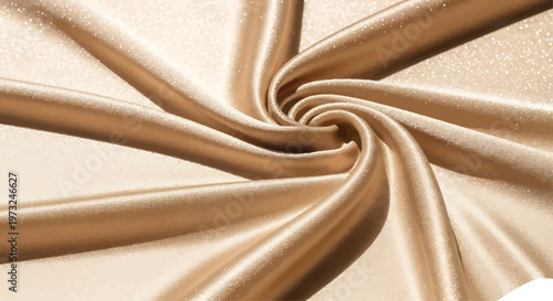 Golden Fabric Swirl Isolated on White Background