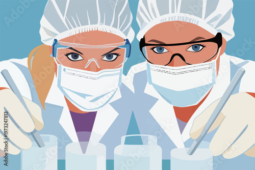 Two Scientists Conducting Laboratory Experiments