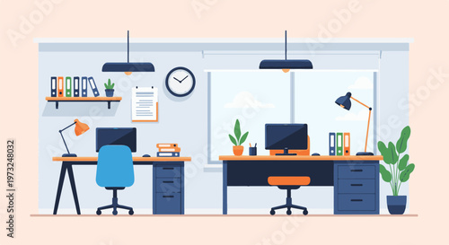 Modern Office Interior with Desks and Computers 3.