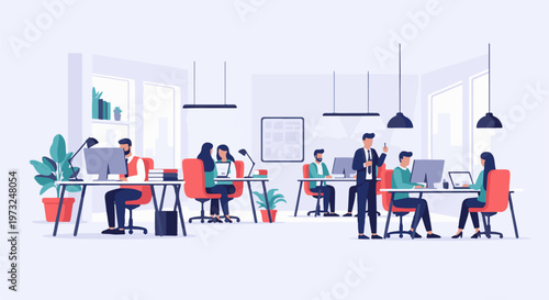 Diverse professionals collaborating in a modern openplan office environment 8.