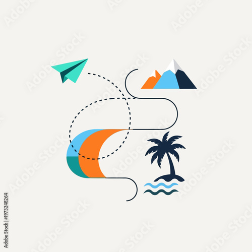 Colorful abstract travel destinations icons.