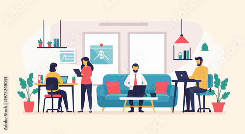Diverse professionals collaborating in a modern openplan office environment 7.