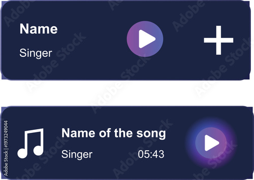 Two examples of music player interface designs for mobile apps