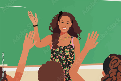 Female Teacher Engaged in Classroom Interaction